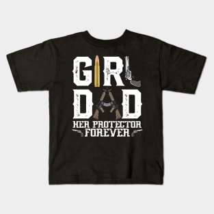 Girl Dad Her Protector Forever, Funny Father of Girls Kids T-Shirt